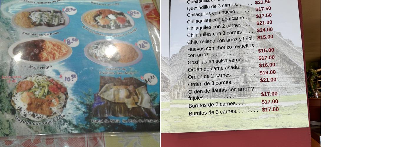 Oaxaco Restaurant Menu