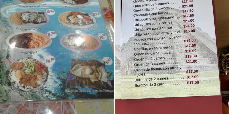 Oaxaco Restaurant Menu