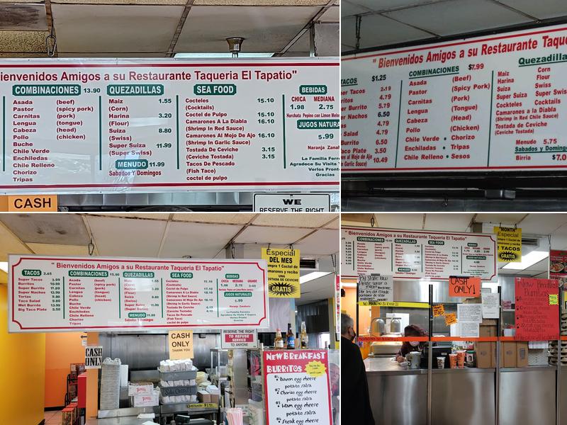 Taqueria El Tapatio Menu