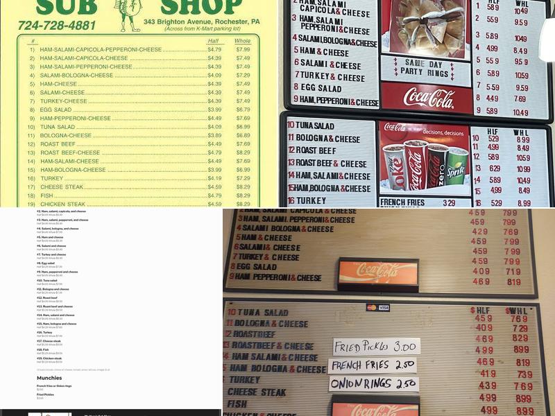 My Hero's Sub Shop Menu