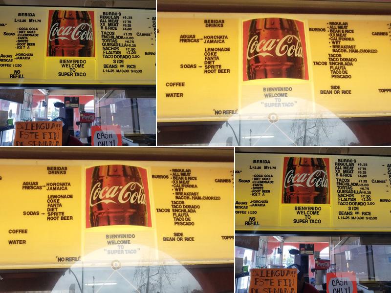 El Super Taco Menu