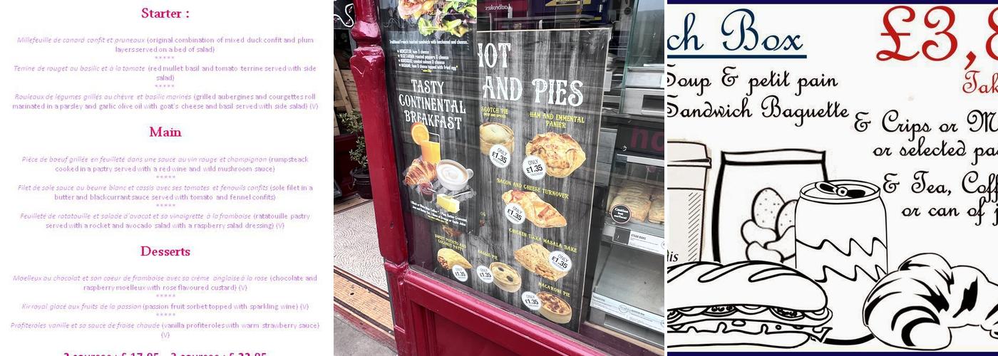 Le Marche Francais Menu