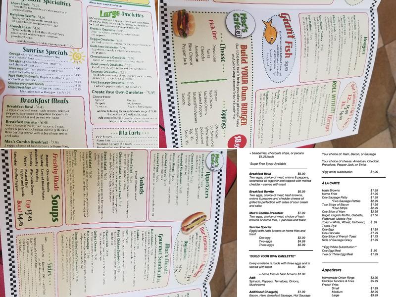 Mac's Route 8 Cafe Menu