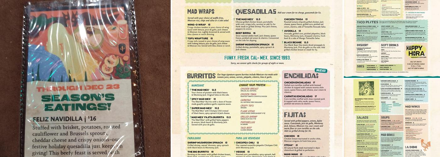 Mad Mex Menu
