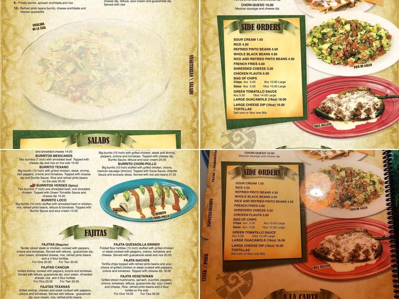 Rey Azteca Butler Menu