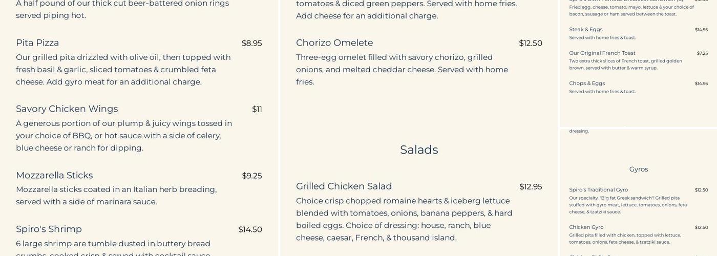 Spiros Menu