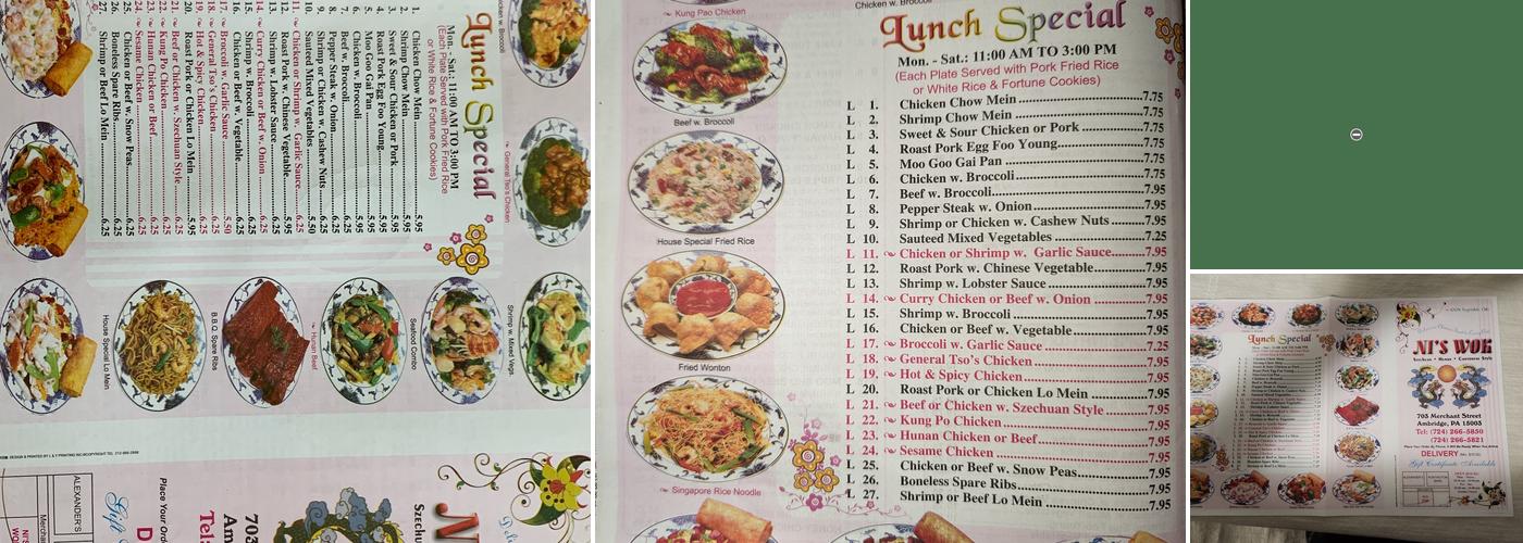 Ni's Wok Menu