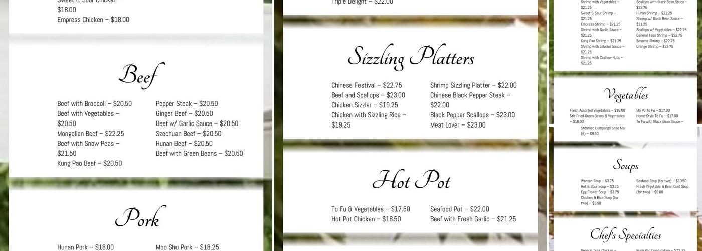 House of Chen Menu