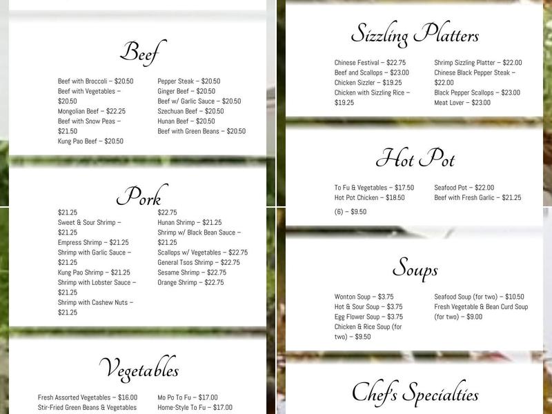 House of Chen Menu