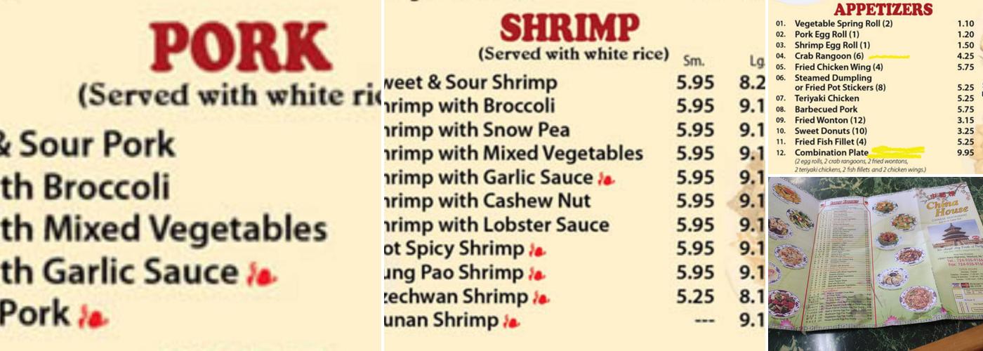 China House Menu