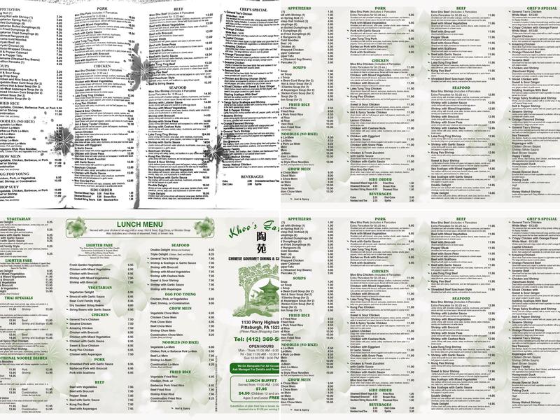 Khoo’s Garden Menu