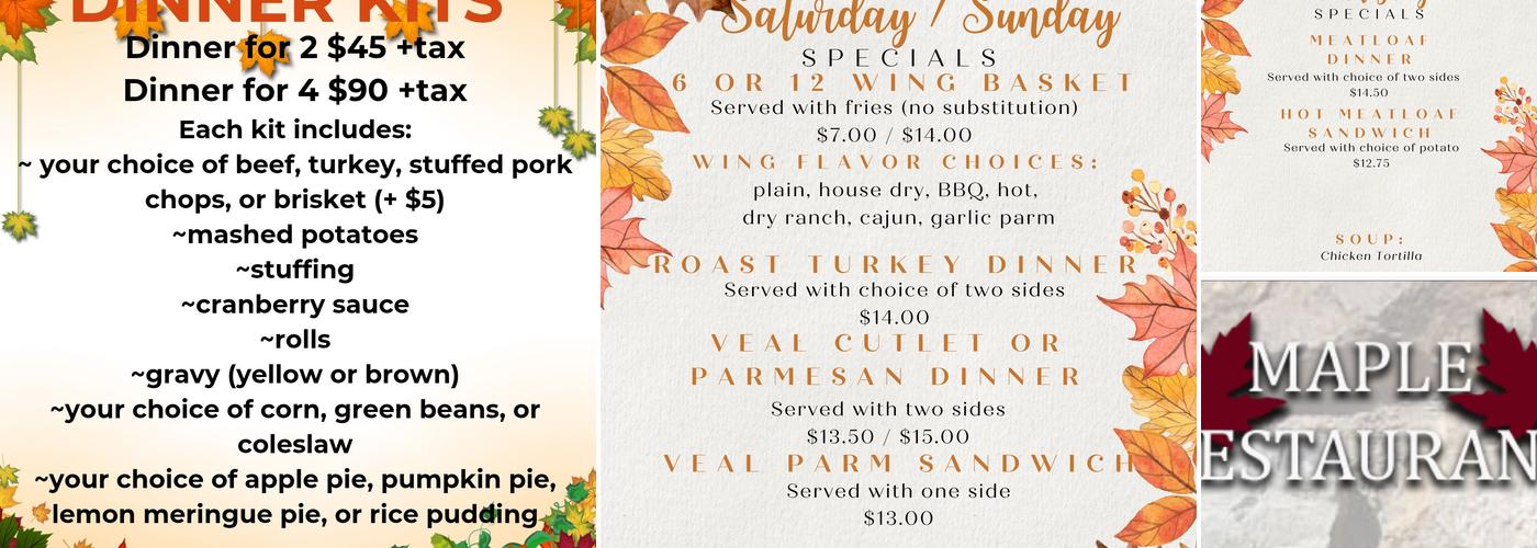 Maple Restaurant Menu