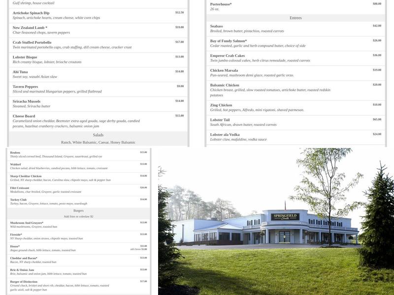 Springfield Grille Menu