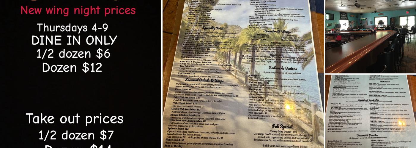 Paradise Pub Menu