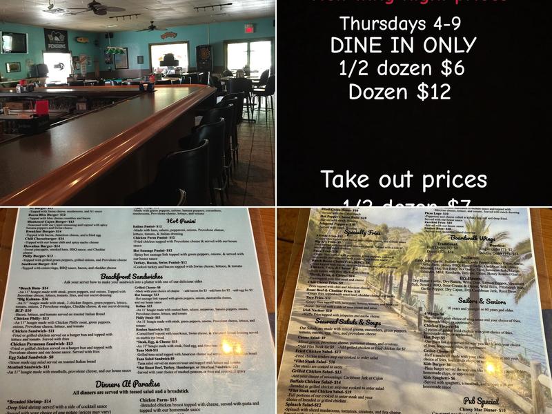 Paradise Pub Menu