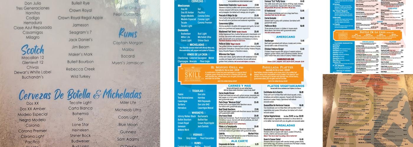 Viola's Ventanas Menu