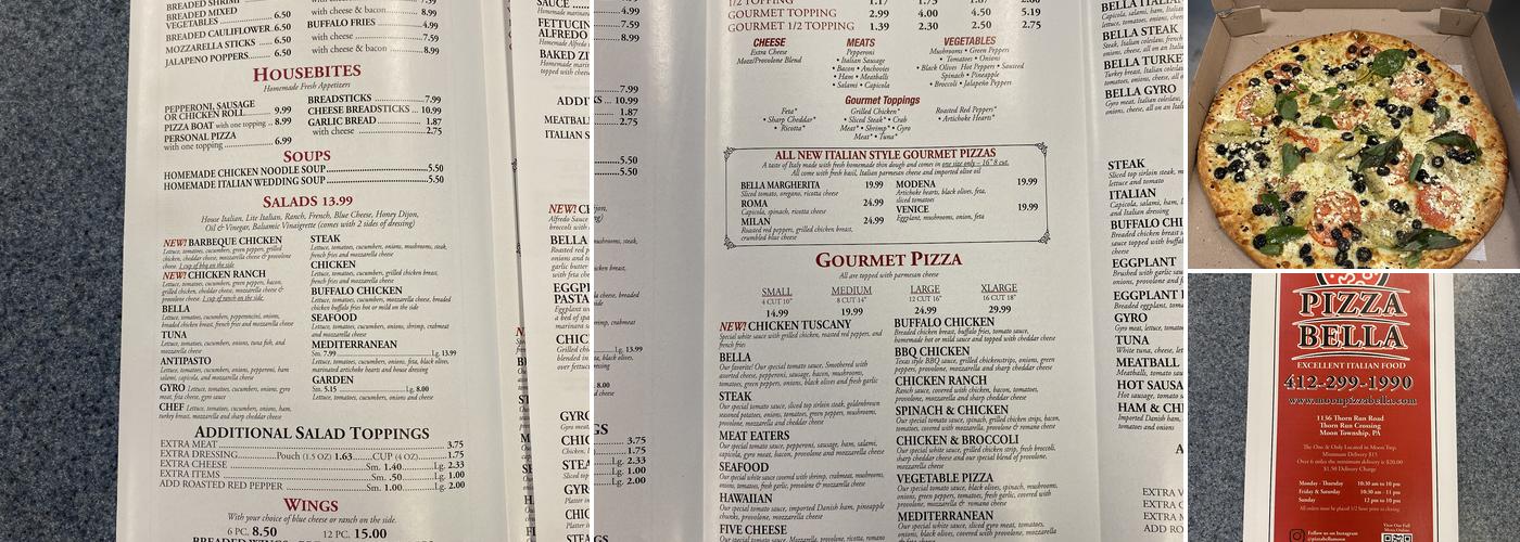 Pizza Bella Menu