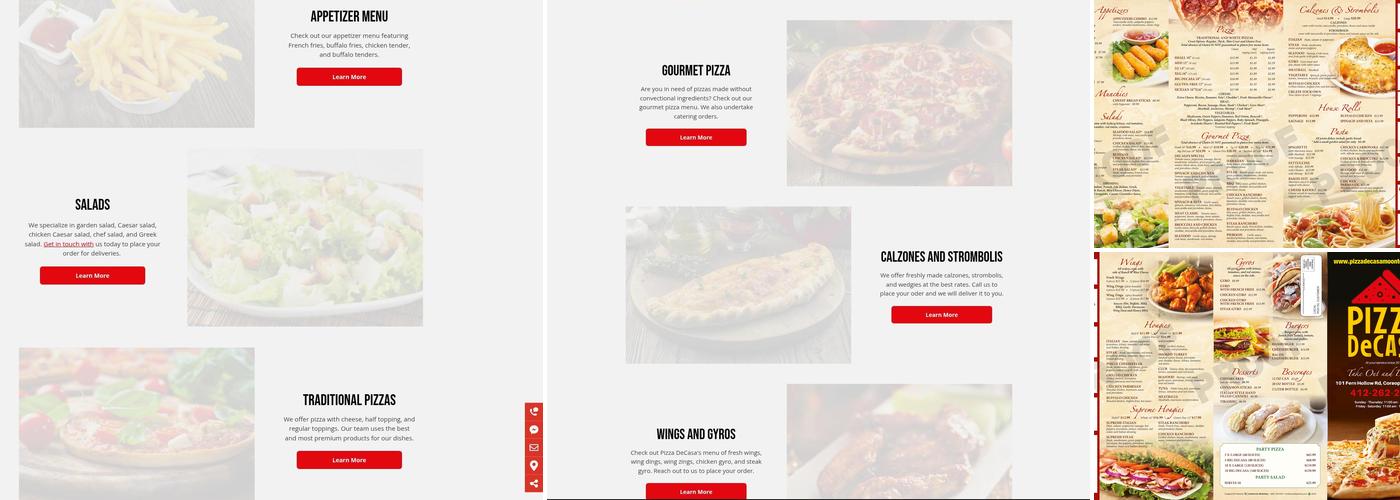Pizza Decasa Menu