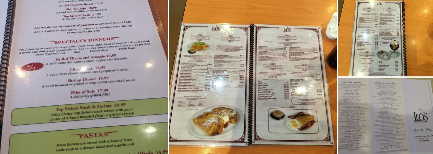 Leo's Country Kitchen Menu