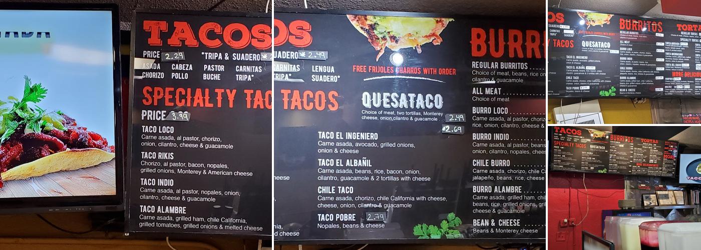 Tijuana's Tacos Menu