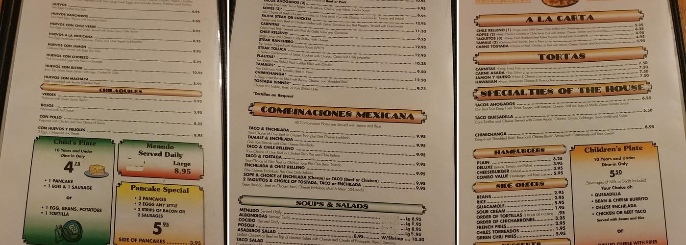 Asaderos Restaurant Menu