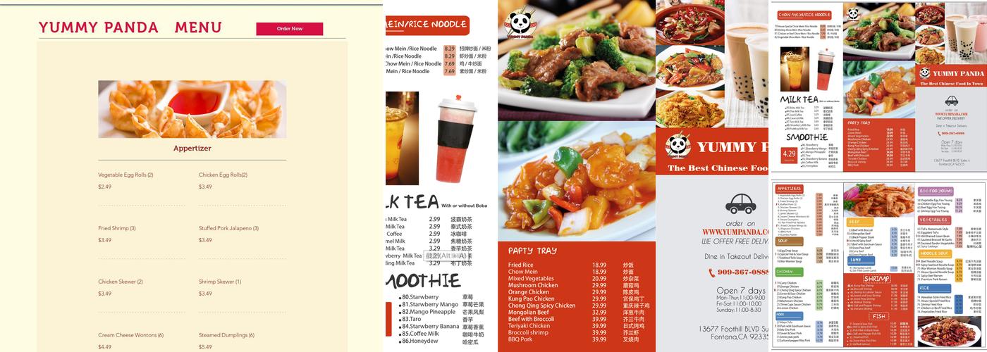 Yummy Panda Menu
