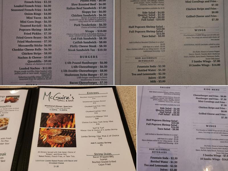 McGuire's Grill & Bar Menu