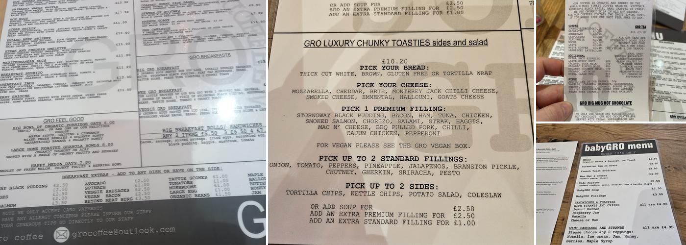 Gro Coffee Menu