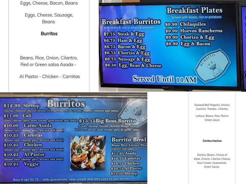 Burrito Boss Menu