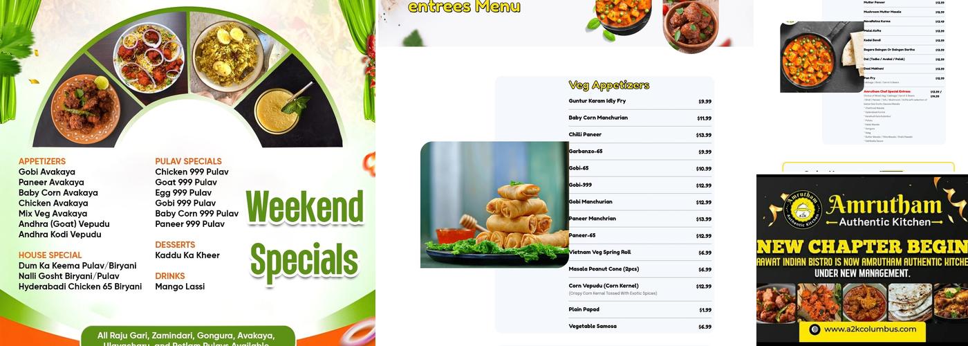 Amrutham Authentic Kitchen (A2K Columbus) Menu