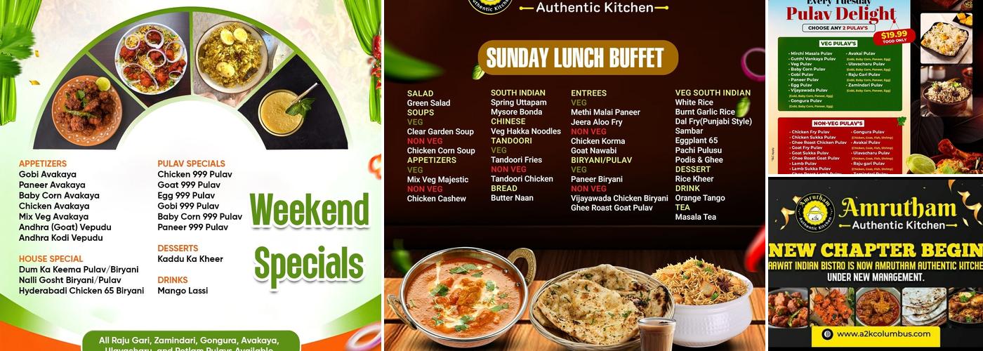 Amrutham Authentic Kitchen (A2K Columbus) Menu