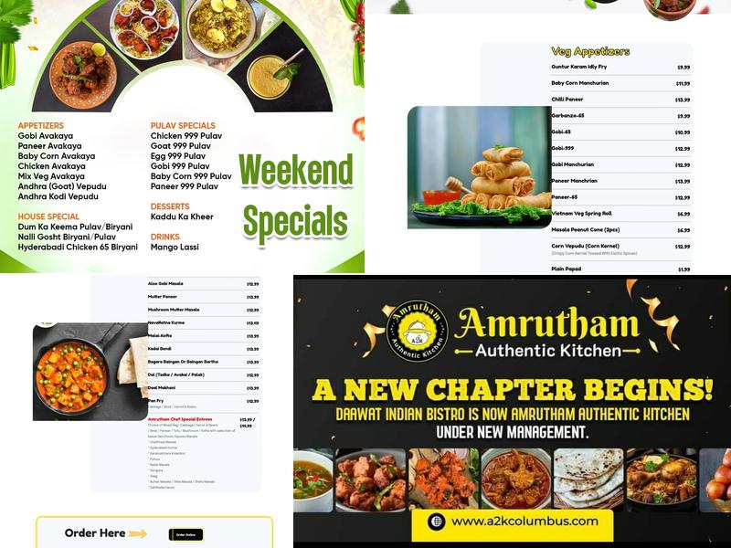 Amrutham Authentic Kitchen (A2K Columbus) Menu