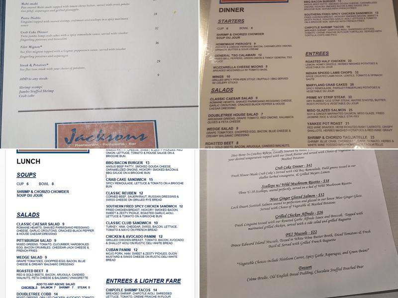 Jacksons Restaurant Rotisserie Bar Menu