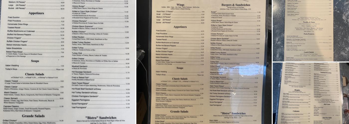 Armstrong's Menu