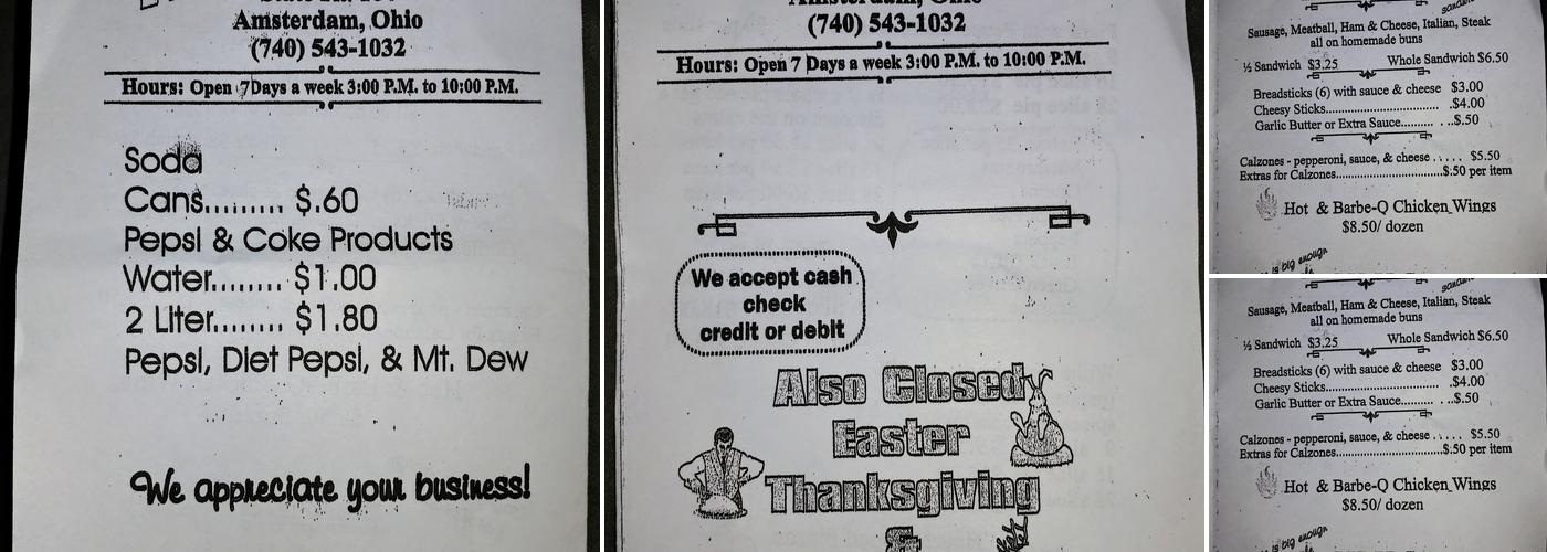 Mo's Pizza Menu