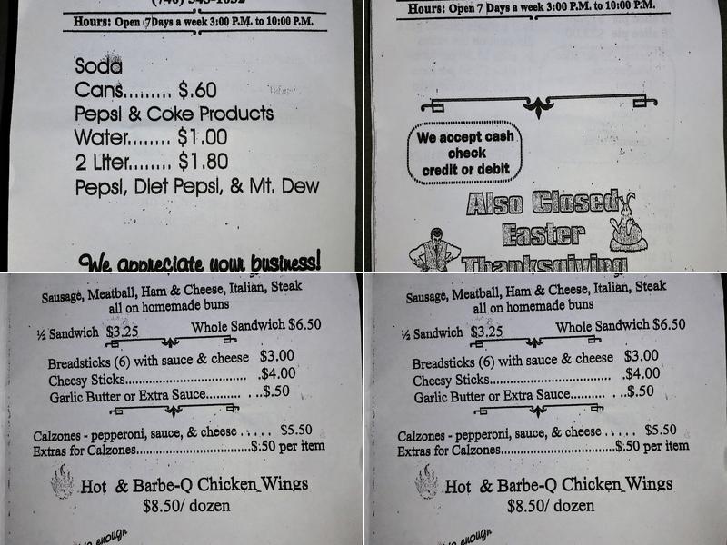 Mo's Pizza Menu