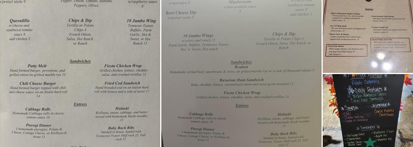 Zalenski Family Eatery & Pub Menu