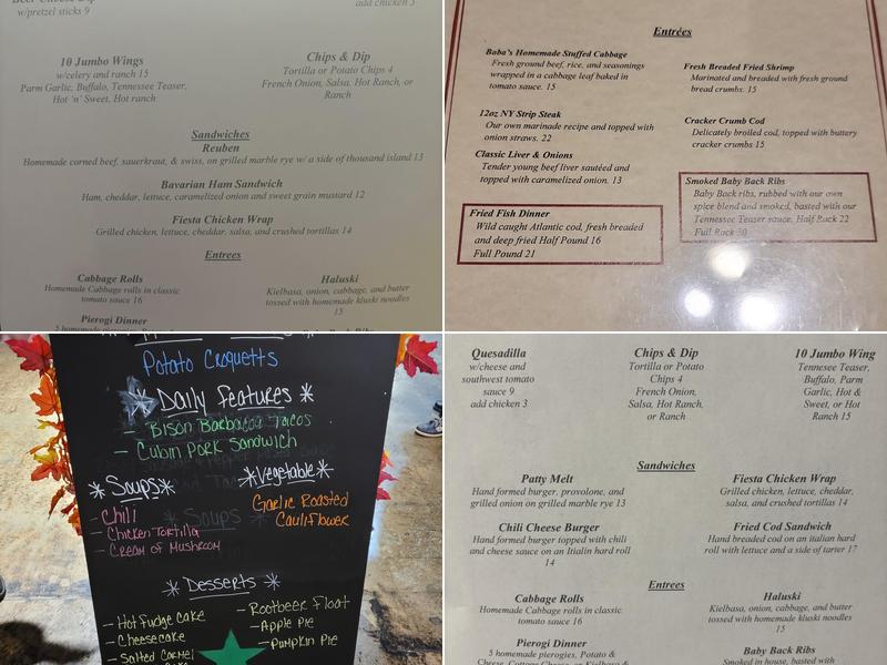 Zalenski Family Eatery & Pub Menu