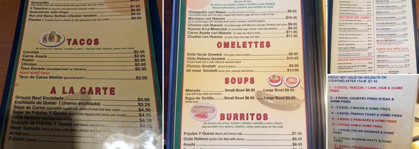 Our Place Restaurant Menu