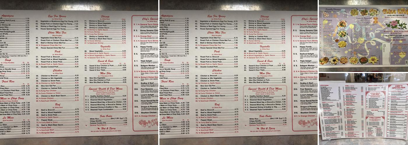 China King Menu