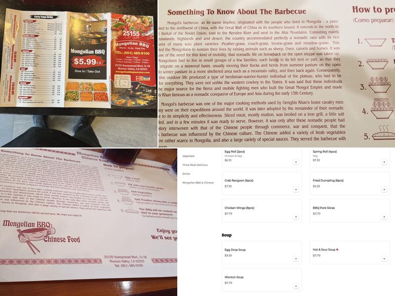 Mongolian BBQ Menu