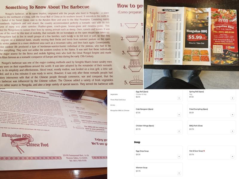 Mongolian BBQ Menu