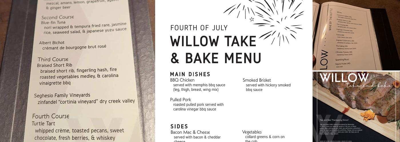 Willow Restaurant & Events Menu