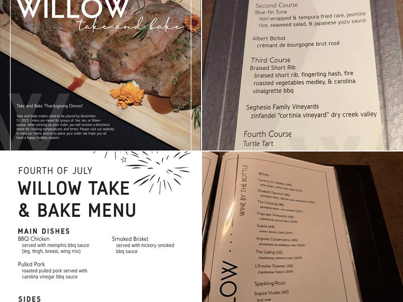 Willow Restaurant & Events Menu