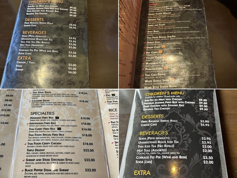 ThaiFoon Pittsburgh Menu