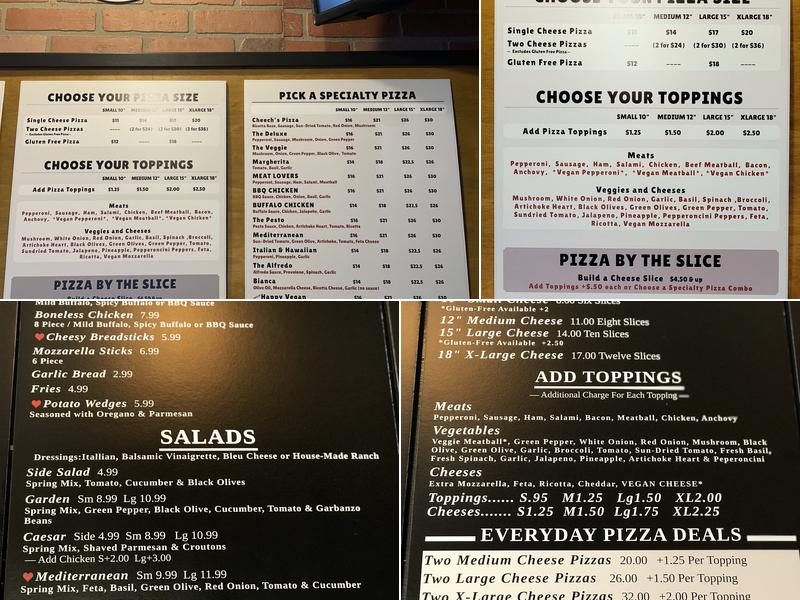 Cheech's Pizza Menu
