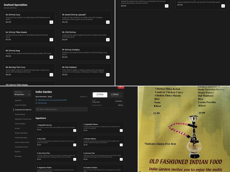 India Garden Menu