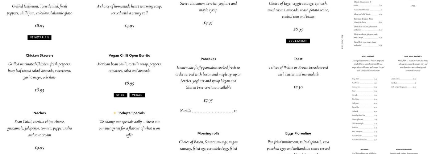 Bloom Coffee Kitchen Menu