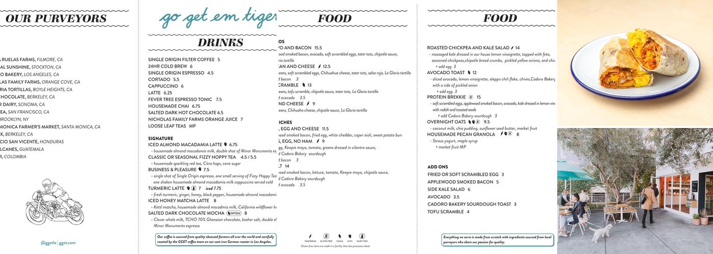 Go Get Em Tiger Menu