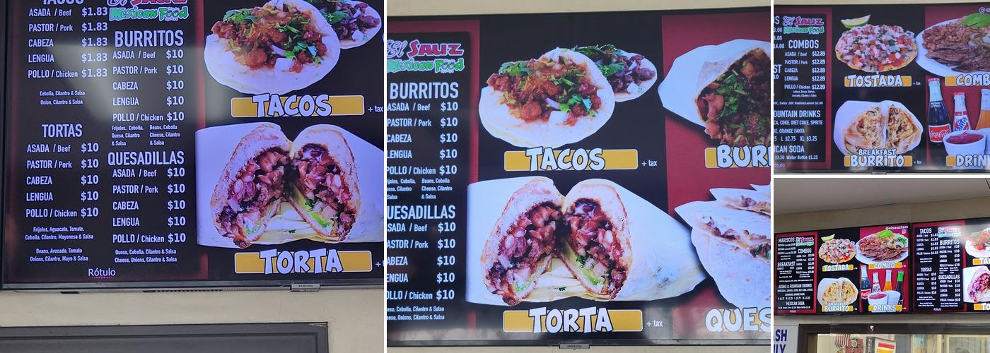 El Sauz Tacos Menu